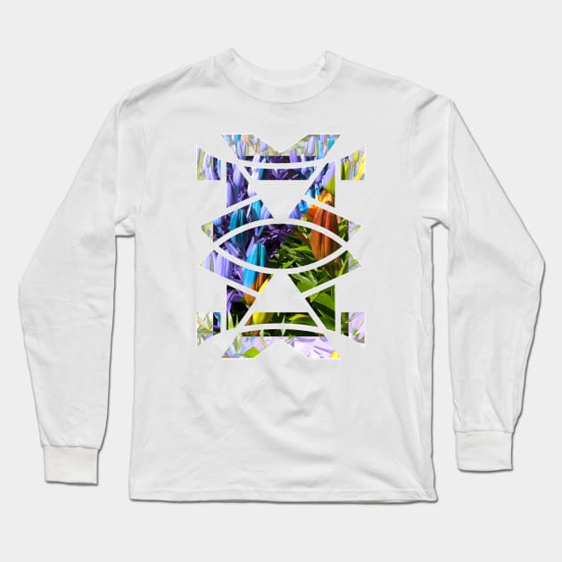 Colourful geometric flowers Long Sleeve T-Shirt by MK-Marvin